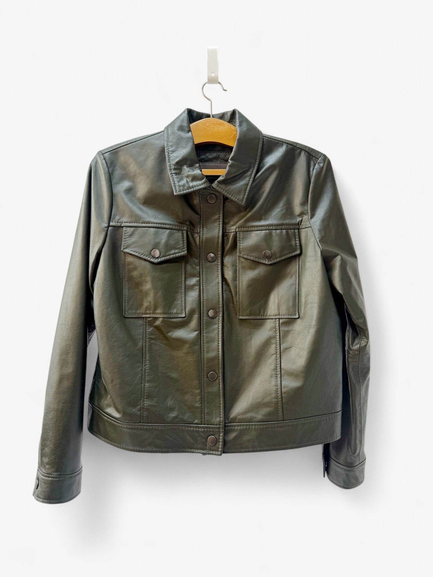 Chaqueta Italia - Cuero Verde Militar