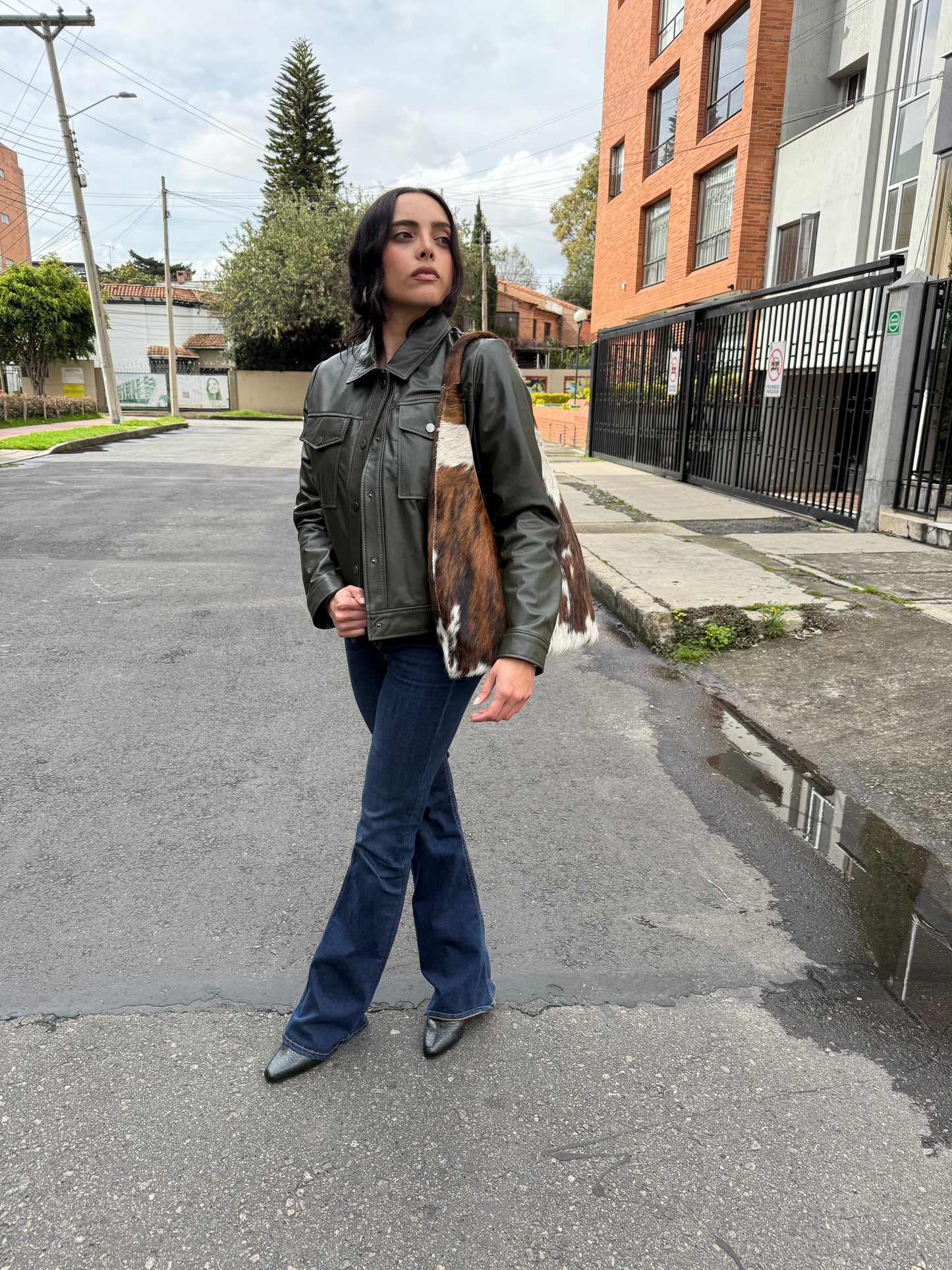 Chaqueta Italia - Cuero Verde Militar