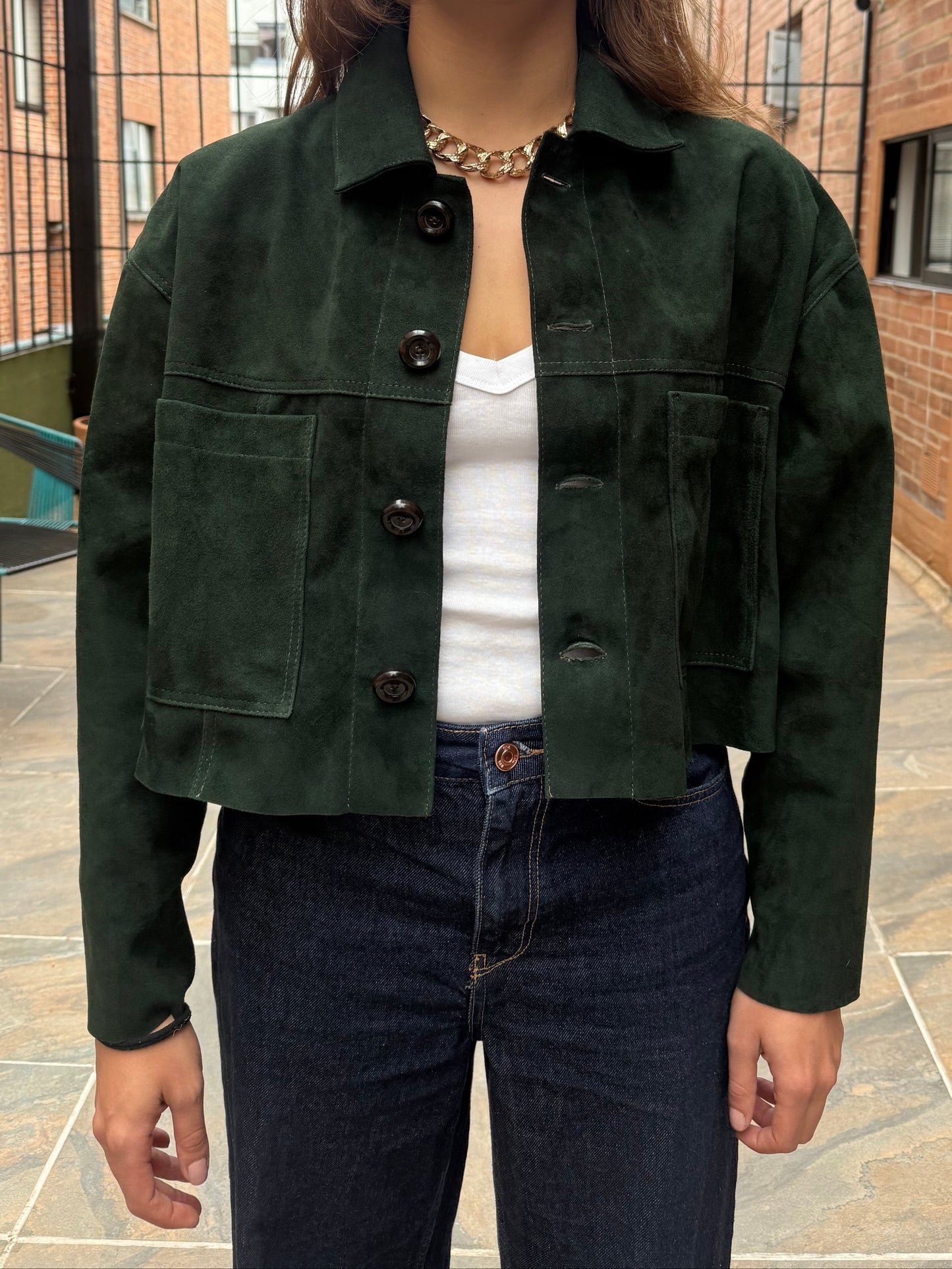 Chaqueta Petra - Gamuza Verde Botella