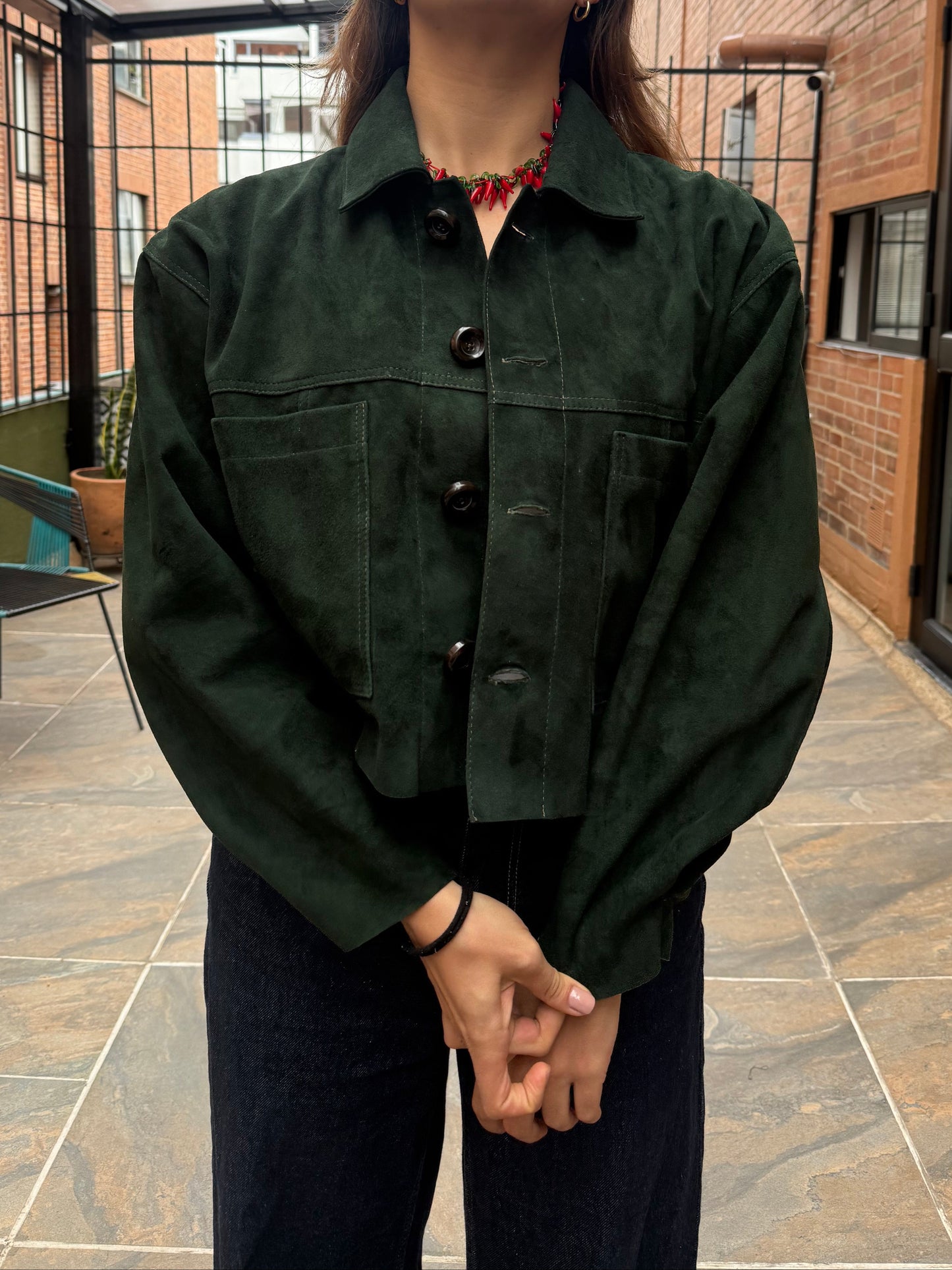 Chaqueta Petra - Gamuza Verde Botella
