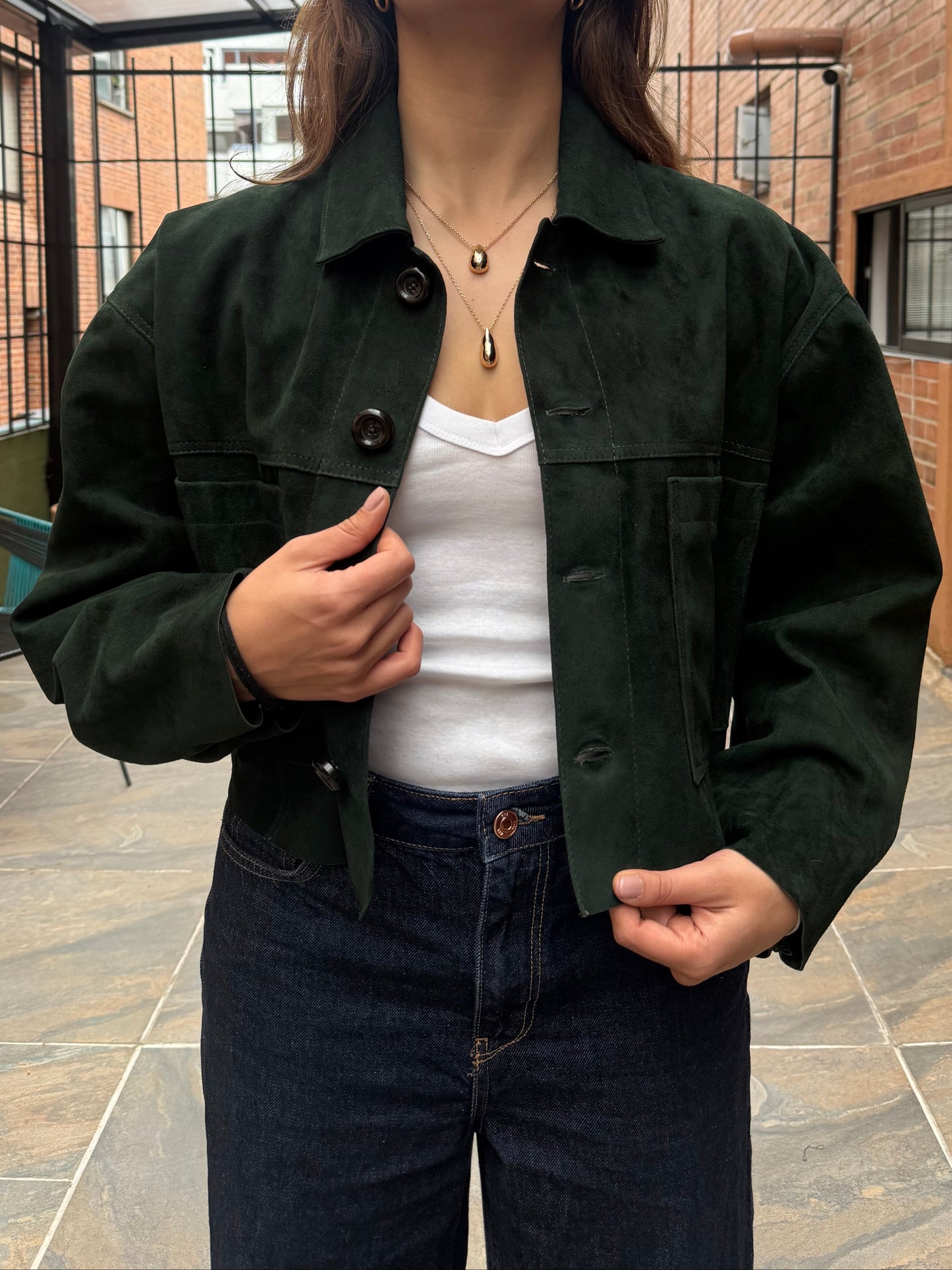 Chaqueta Petra - Gamuza Verde Botella