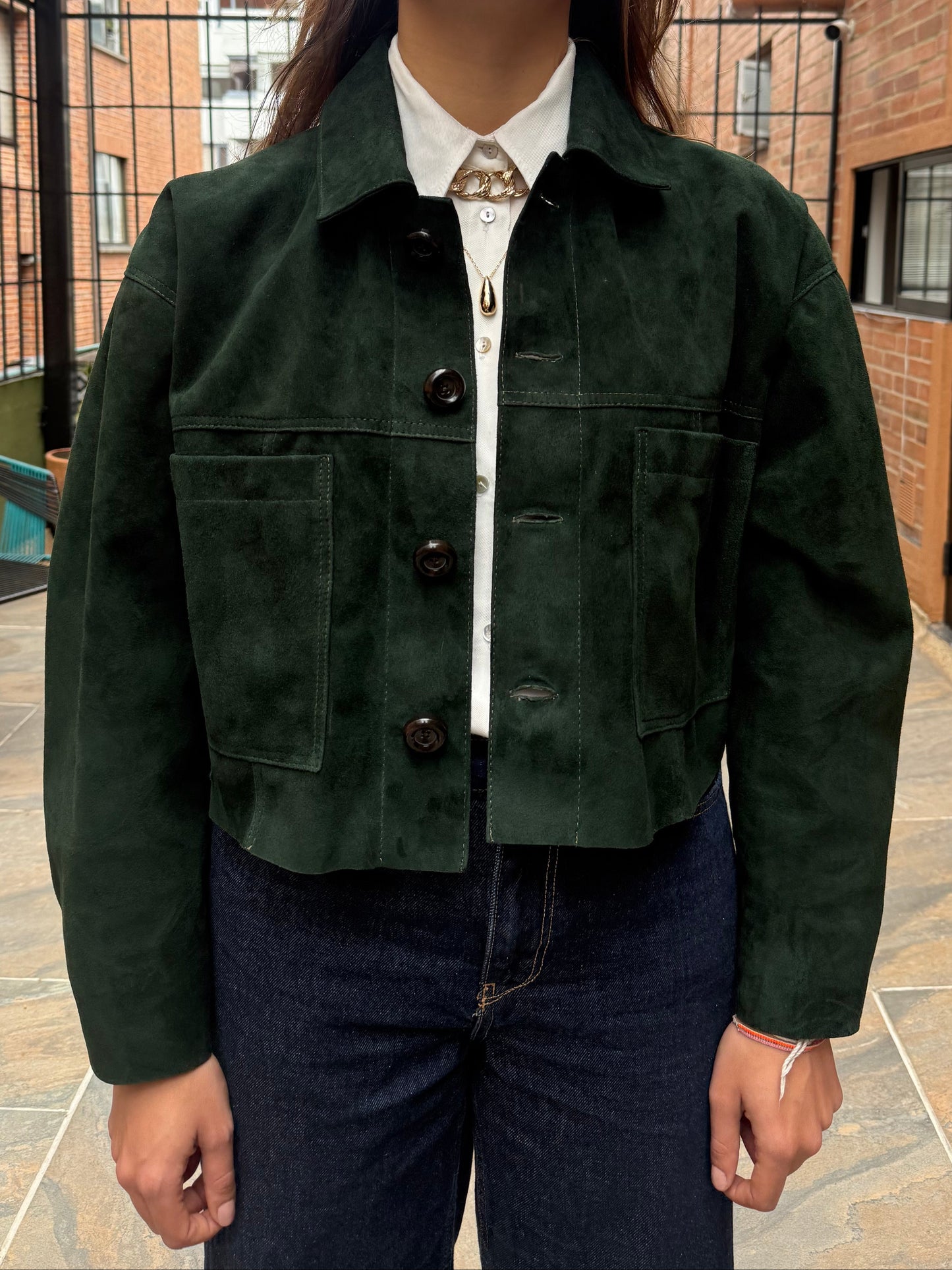 Chaqueta Petra - Gamuza Verde Botella