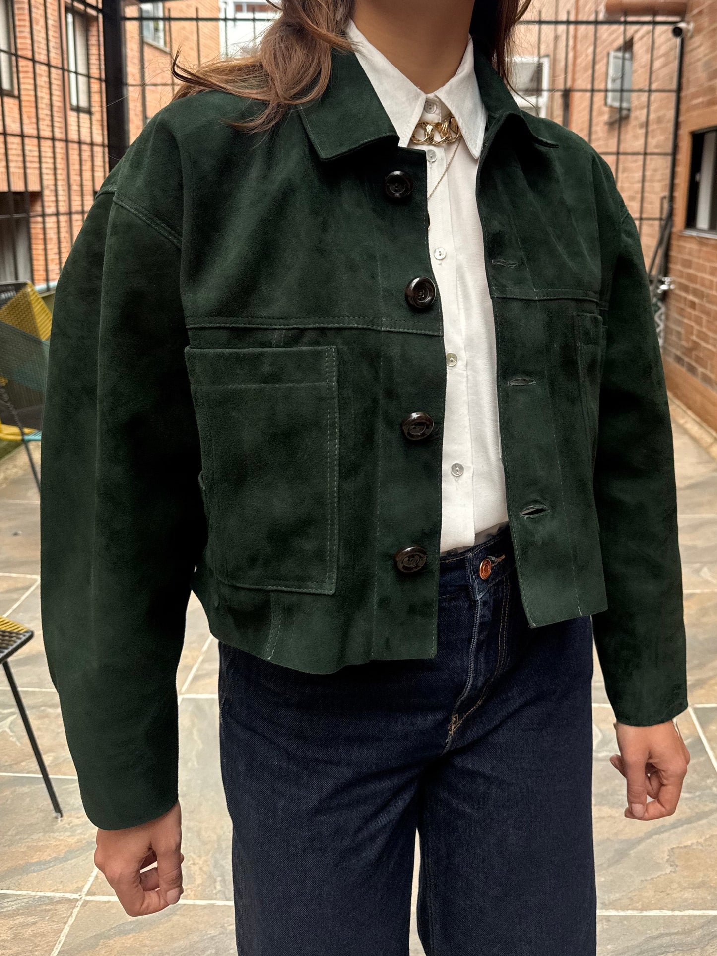 Chaqueta Petra - Gamuza Verde Botella