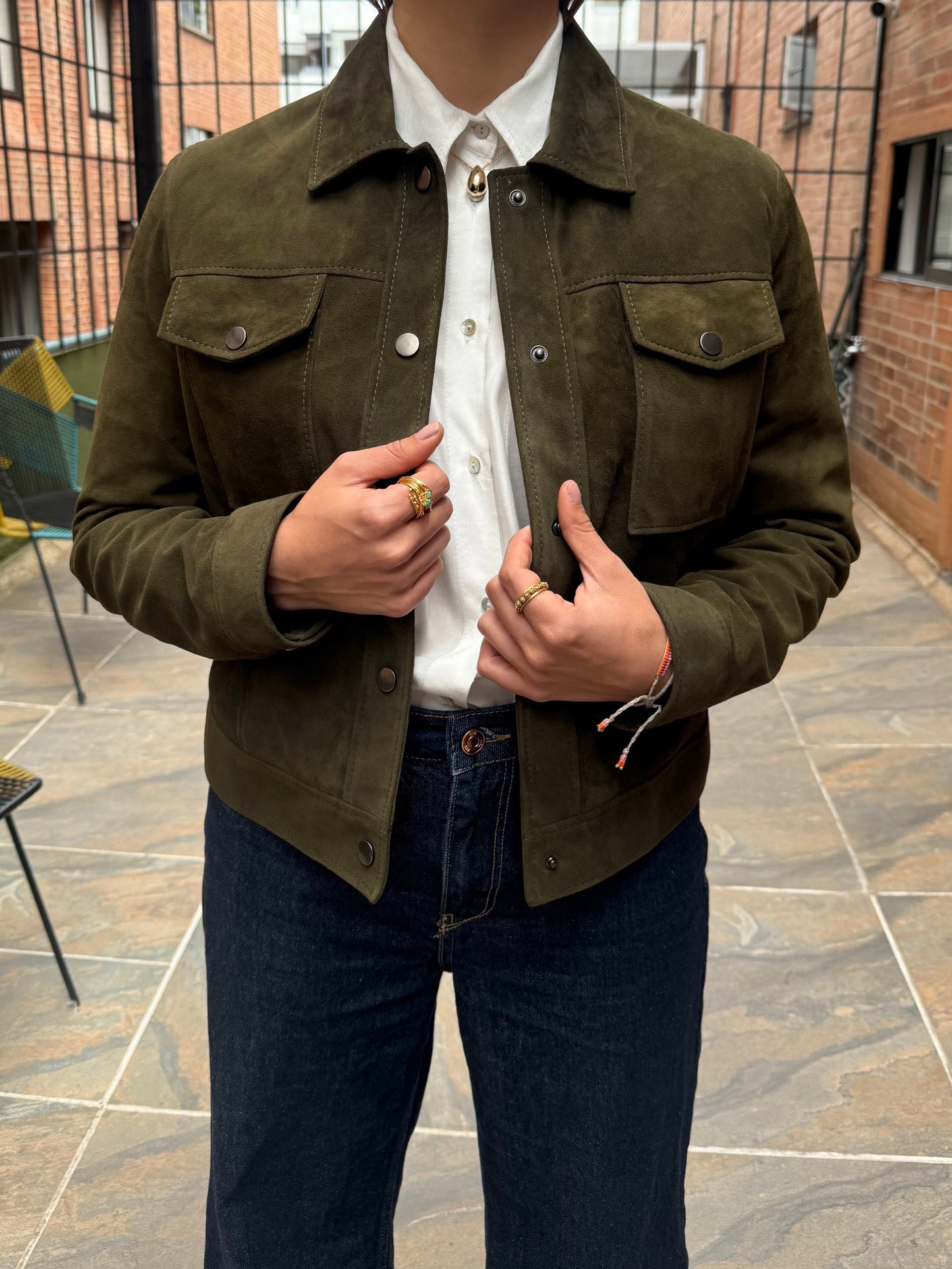 Chaqueta Italia - Gamuza Verde Oliva