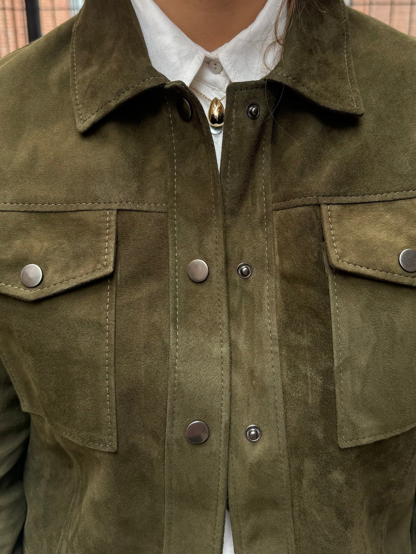 Chaqueta Italia - Gamuza Verde Oliva