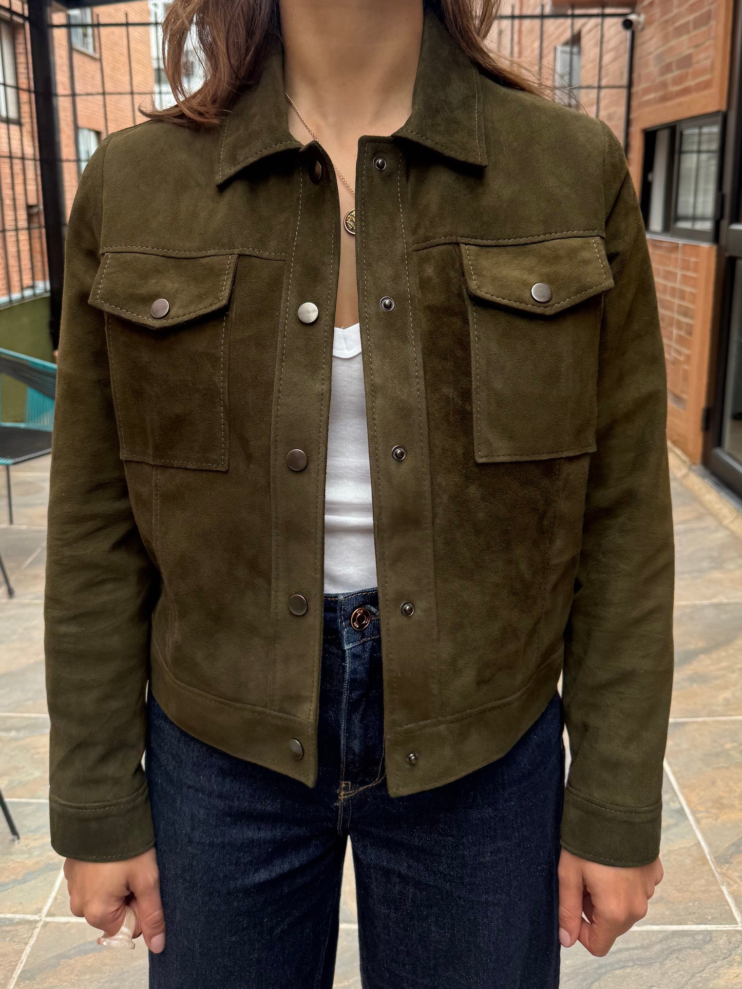 Chaqueta Italia - Gamuza Verde Oliva