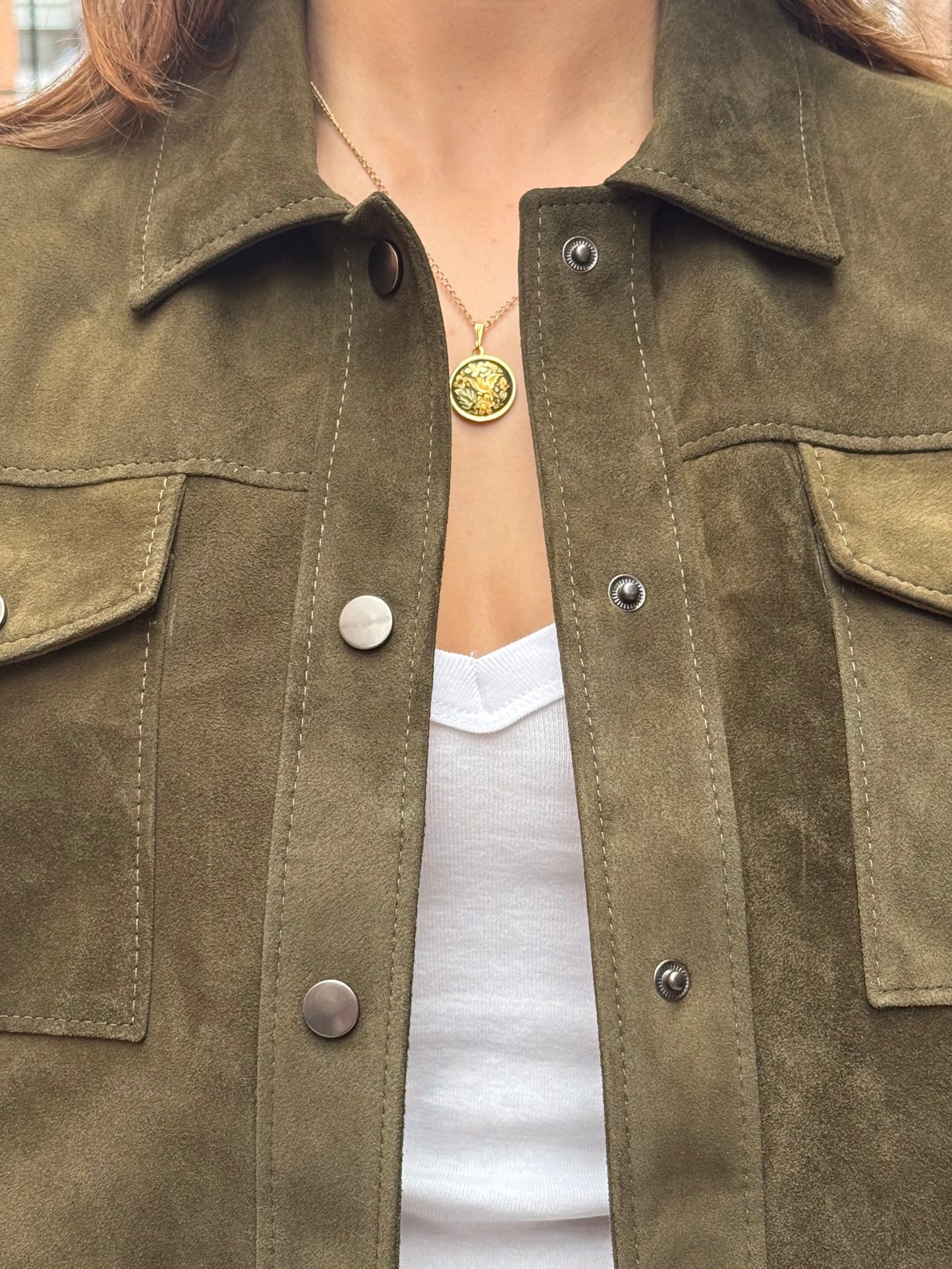 Chaqueta Italia - Gamuza Verde Oliva