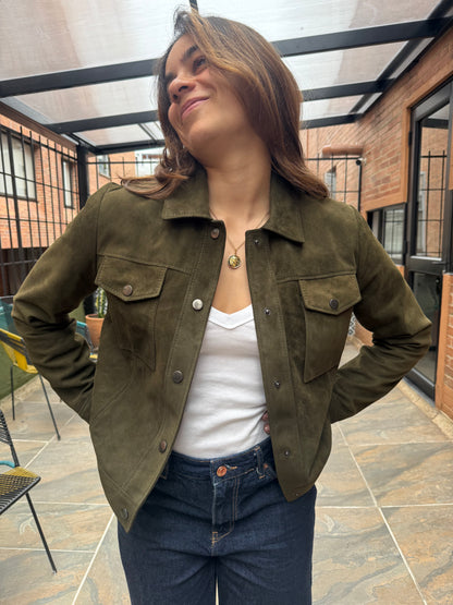 Chaqueta Italia - Gamuza Verde Oliva
